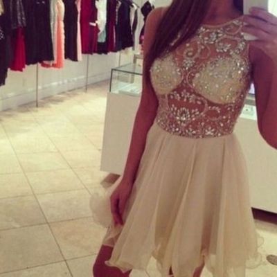 Homecoming dress,chiffon homecoming dresses,short prom gown,champagne homecoming gowns,2017 homecoming dress - 119