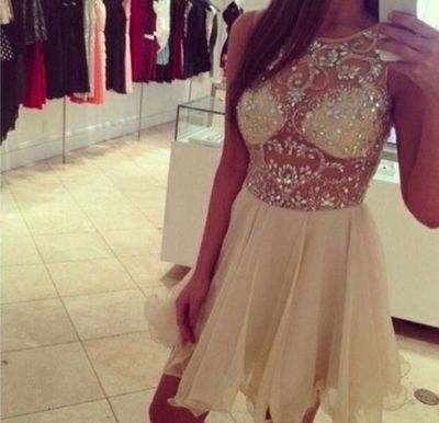 Homecoming Dress,Chiffon Homecoming Dresses,Short Prom Gown,Champagne Homecoming Gowns,2017 Homecoming Dress - 119