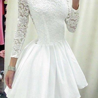 White homecoming dress,short prom gown,tulle homecoming gowns,ball gown party dress - 120