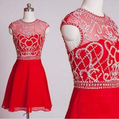 Red homecoming dress,short homecoming dresses,homecoming gown,party dress,sparkle prom gown - 159