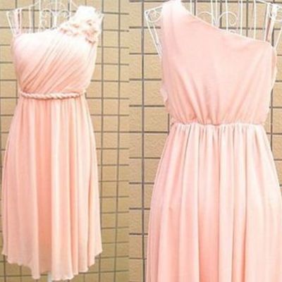 Blush pink homecoming dress,one shoulder homecoming dresses,homecoming gowns,prom gown,blush pink sweet 16 dress - 163
