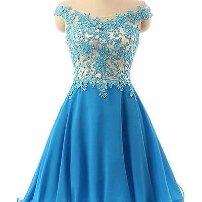 Tulle homecoming dress,lace homecoming dress,blue homecoming dress,fitted homecoming dress,short prom dress - 164