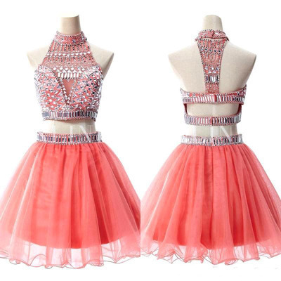 two piece homecoming dress, gorgeous homecoming dress, open back homecoming dress - 166