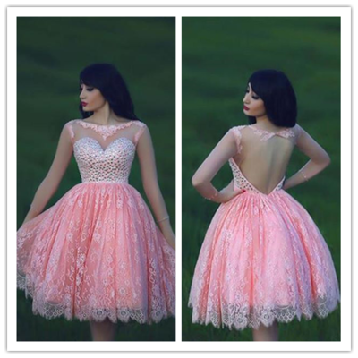 Lace Homecoming Dress,Pink Homecoming Dress,Pink Homecoming Dress,Lace Homecoming Dress,Short Prom Dress,Country Homecoming Gowns - 134