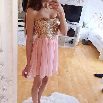 Pink homecoming dress,homecoming dresses,beading homecoming gowns,short prom gown,pink sweet 16 dress - 132