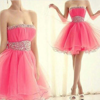 Homecoming Dress,Pink Homecoming Dress,Cute Homecoming Dress,Fashion Homecoming Dress,Short Prom Dress,Pink Homecoming Gowns - 171 - Thumbnail 1