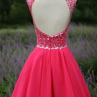Red Homecoming Dress,Chiffon Homecoming Dresses,Short Prom Dress,Open Back Evening Dress,Sexy Prom Dress,Open Backs Homecoming Gowns - 169 - Thumbnail 2