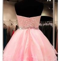 Blush Pink Homecoming Dress,Homecoming Dresses,Lace Homecoming Gowns,Short Prom Gown,Blush Pink Sweet 16 Dress - 173 - Thumbnail 1