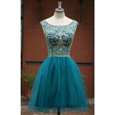 Blue homecoming dress,short prom gown,tulle homecoming gowns - 178