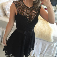 Black Homecoming Dress,Lace Homecoming Dress,Cute Homecoming Dress,Sexy Homecoming Dress,Short Prom Dress - 128 - Thumbnail 1