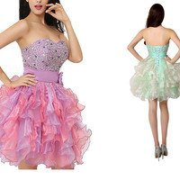 Homecoming Dress,Short Prom Dresses,Tulle Homecoming Gowns,Fitted Party Dress,Beading Prom Dresses - 186 - Thumbnail 1
