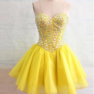 Homecoming dress,pink homecoming dresses,short prom gown,yellow homecoming gowns,2017 homecoming dress - 194
