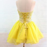 Homecoming Dress,Pink Homecoming Dresses,Short Prom Gown,Yellow Homecoming Gowns,2017 Homecoming Dress - 194 - Thumbnail 1