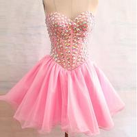 Homecoming Dress,Pink Homecoming Dresses,Short Prom Gown,Yellow Homecoming Gowns,2017 Homecoming Dress - 194 - Thumbnail 2