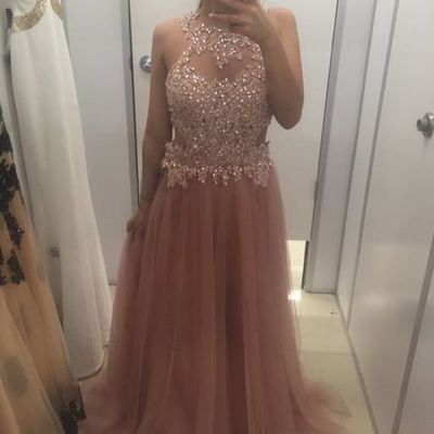 Tulle a-line beading charming real made prom dresses,long evening dresses,prom dresses on sale,l52 - 249