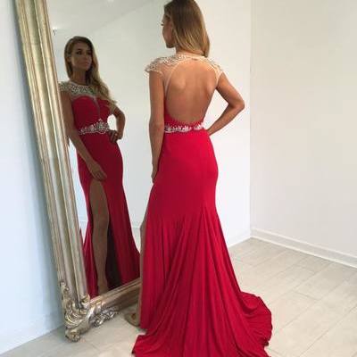 Backless beading charming real made prom dresses,long evening dresses,prom dresses on sale,l46 - 252