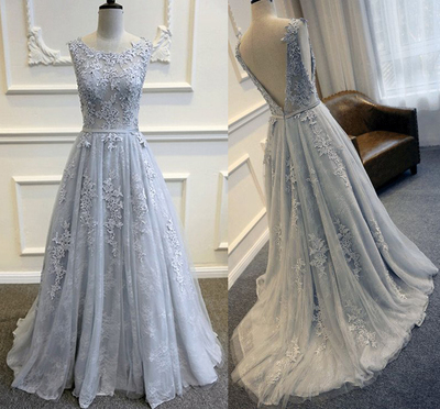 Sexy A-Line Prom Dress,Formal  Dress With Appliques,Long Cheap Prom Dresses,Tulle Evening Dress Prom Gowns,L87 - 216