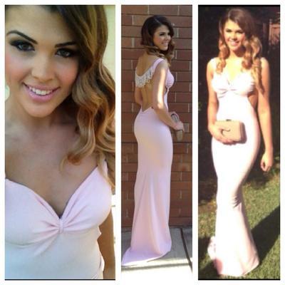 Charming backless pink real made prom dresses,long evening dresses,prom dresses on sale,l71 - 227