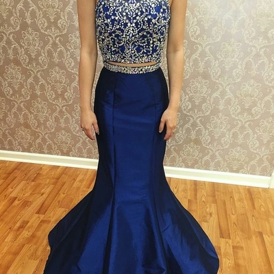 Two pieces halter beading real made prom dresses,long evening dresses,prom dresses on sale,l31 - 262