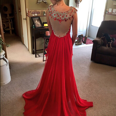 Red beading real made prom dresses,long evening dresses,prom dresses on sale,l17 - 263