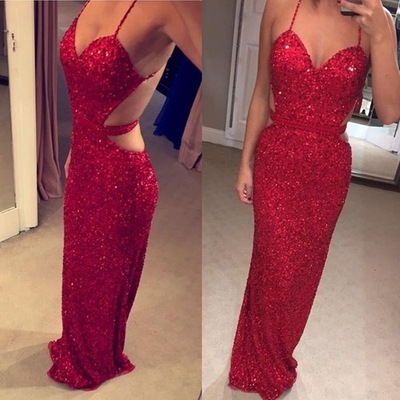 Red spaghetti straps charming real made prom dresses,long evening dresses,prom dresses on sale,l60 - 238