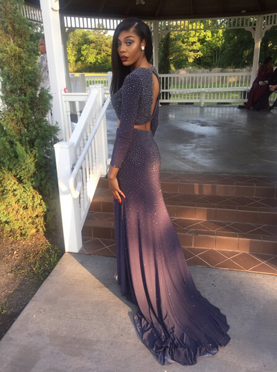 Two Pieces Charming Real Made Beading Prom Dresses,Long Evening Dresses,Prom Dresses On Sale,L23 - 272