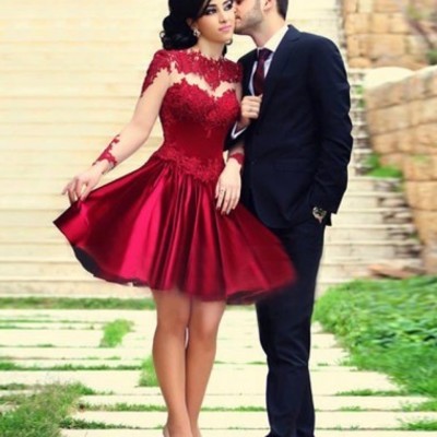 A-line high neck appliques homecoming dresses/cocktail dresses - 100