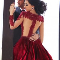 A-line High Neck Appliques Homecoming Dresses/Cocktail Dresses - 100 - Thumbnail 1