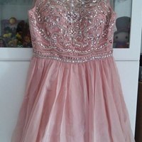 Blush Pink Homecoming Dress,Homecoming Dresses,Beading Homecoming Gowns,Short Prom Gown,Blush Pink Sweet 16 Dress - 110 - Thumbnail 1