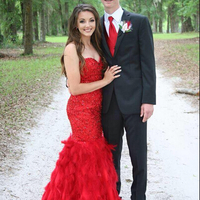 Red Real Made Beading Charming Mermaid Dresses,Long Evening Dresses,Prom Dresses On Sale, S203 - 307 - Thumbnail 1