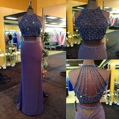 Two Pieces Beading Real Made Prom Dresses,Long Evening Dresses,Prom Dresses On Sale, D76 - 357