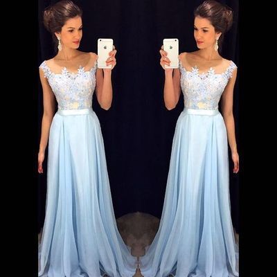 Light sky blue appliques custom made charming prom dress,formal dresses,evening dresses on sale, t51 - 344