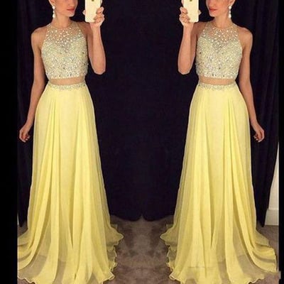 Two pieces custom made a-line charming prom dress,formal dresses,chiffon evening dresses on sale, t40 - 343