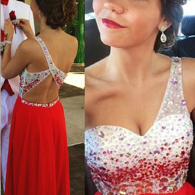 One shoulder beading real made prom dresses,long evening dresses,prom dresses on sale, t137 - 391