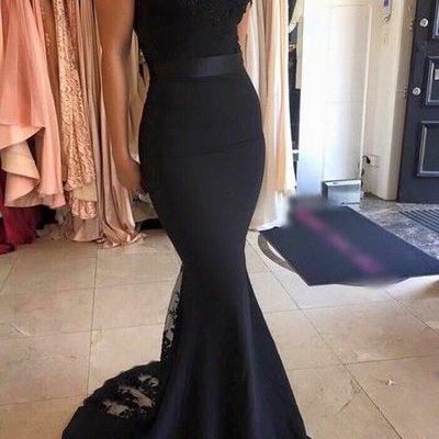Black lace real made prom dresses,long evening dresses,prom dresses on sale, t136 - 389