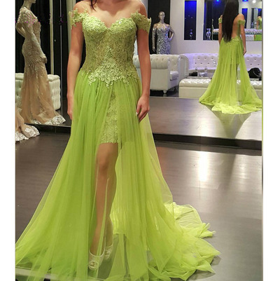 High-Low Appliques Real Made Prom Dresses,Long Evening Dresses,Prom Dresses On Sale, D78 - 363
