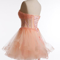 Blush Pink Homecoming Dress,Cute Homecoming Dress,Beading Homecoming Dress,Tulle Homecoming Dress - 200 - Thumbnail 2