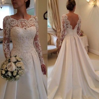 Backless charming custom made wedding dresses,long wedding dresses,wedding dresses on sale, w04 - 448