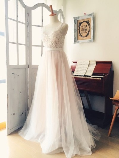 Charming A-Line V-Neck Appliques Wedding Dresses,Long Wedding Dresses,Wedding Dresses On Sale, W15 - 432