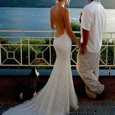 Spaghetti straps sexy backless beach wedding dresses,long wedding dresses,backless wedding dresses on sale, w12 - 439