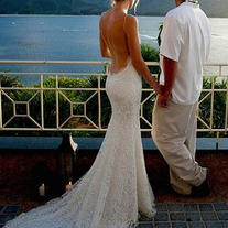 Spaghetti straps Sexy Backless Beach Wedding Dresses,Long Wedding Dresses,Backless Wedding Dresses On Sale, W12 - 439