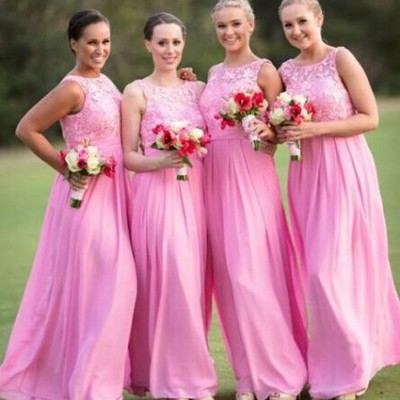 Real made custom made long bridesmaid dresses,scoop bridesmaid dresses,long bridesmaid dresses on sale, b01 - 484