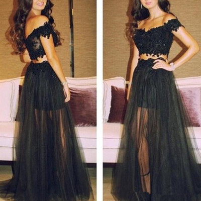 Real made off the shoulder prom dress, charming formal dresses,two pieces evening dresses, t09 - 312