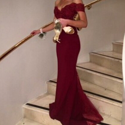 Real made off the shoulder prom dress, charming formal dresses,mermaid evening dresses, t08 - 314