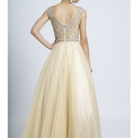 A-line Champagne Beading evening dress cheap - 313 - Thumbnail 1