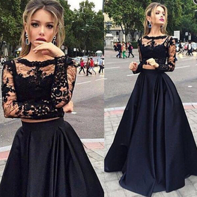 Lace a-line prom dress,two pieces formal dresses,evening dresses on sale, t18 - 331 - Thumbnail 9