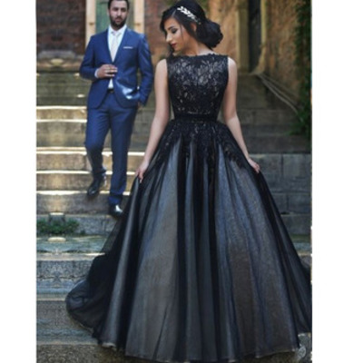 A-line real made prom dress, charming formal dresses,black evening dresses on sale, t14 - 322