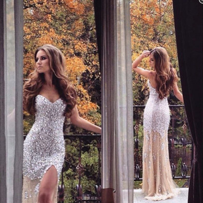 Sheath beading custom made a-line charming prom dress,formal dresses,tulle evening dresses on sale, t46 - 332