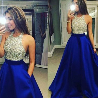 Beading custom made a-line charming prom dress,formal dresses,satin evening dresses on sale, t45 - 329