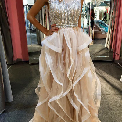 Beading real made charming prom dress,tulle formal dresses,evening dresses on sale, t24 - 324